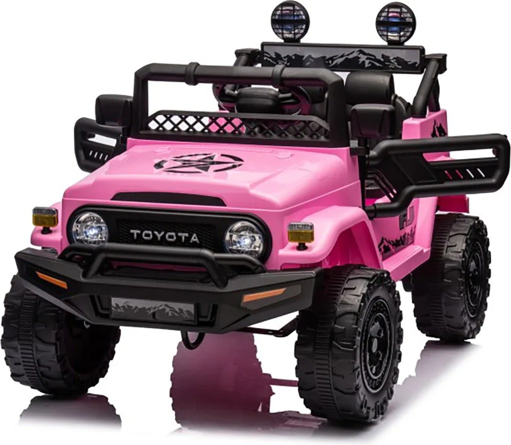 Macchina Elettrica per Bambini Fuoristrada Toyota Fj Cruiser 12V Telecomando Ruote in Gomma e Sedile in Pelle Rosa...