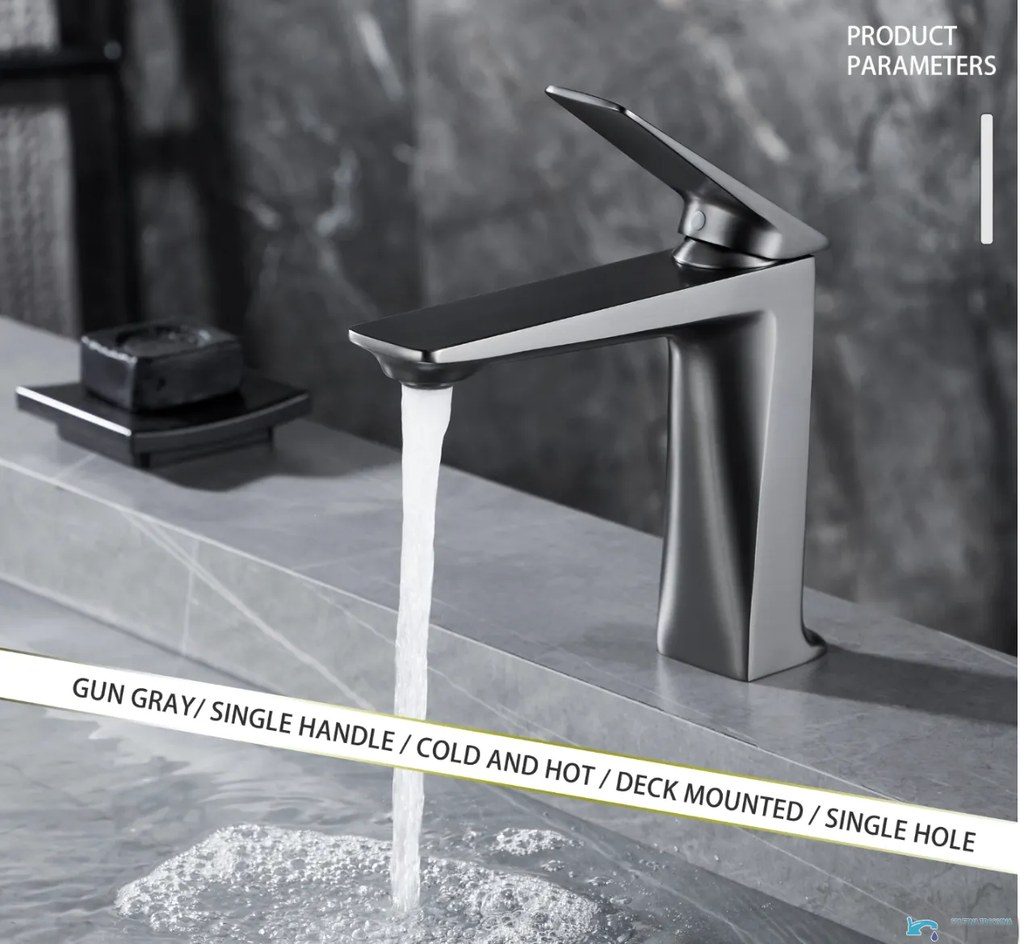 Miscelatore per lavabo ELITE EDITION BS1910 da piano in ottone, in più finiture tra cui cromo e nero opaco — Grigio gunmetal — 15,5 cm