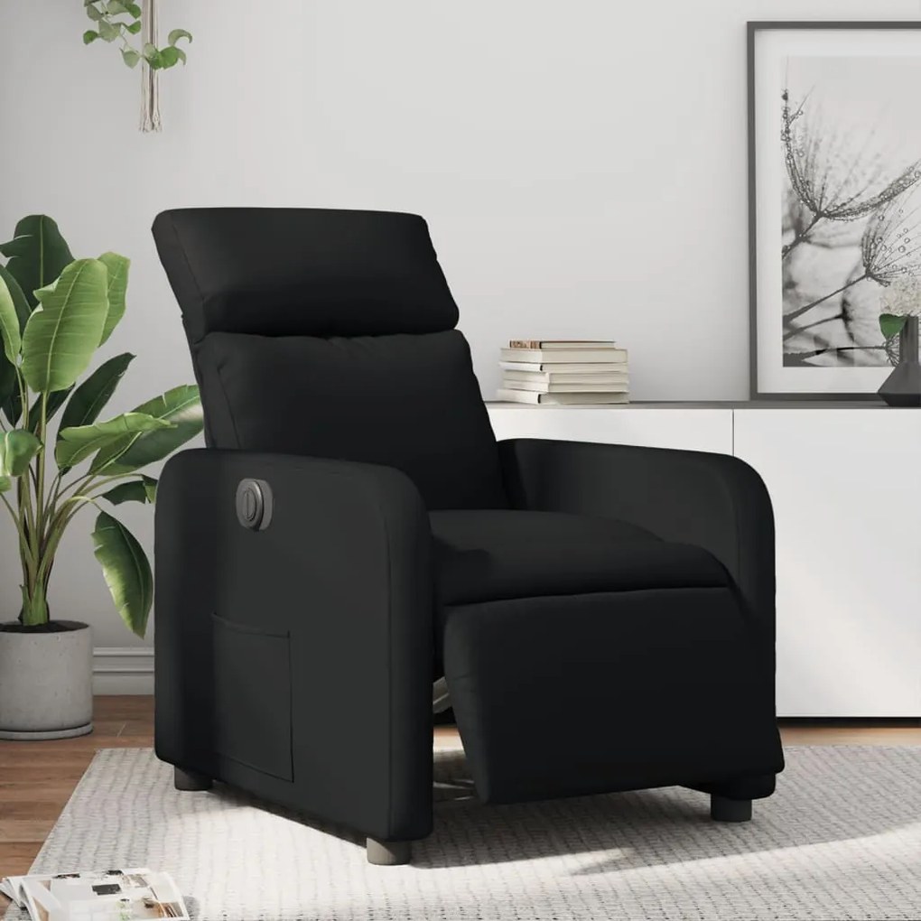 Poltrona Reclinabile Elettrica Nera İn Similpelle /