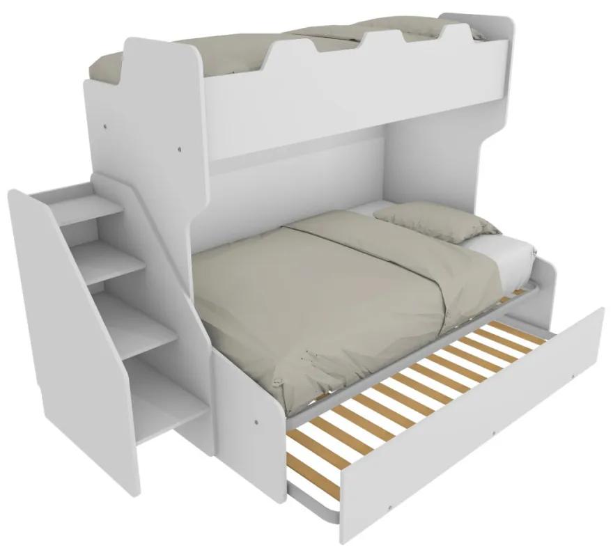 SMART120 - Letto a castello con letto inferiore 1piazza e mezza con scaletta contenitore indipendente