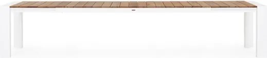 Tavolo Da Esterno In Alluminio Piano In Teak Allungabile 110x253/384 Cm Cameron Bianco Bizzotto