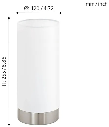 Eglo 95118 - Lampada da tavolo dimmerabile PASTERI 1xE27/40W/230V