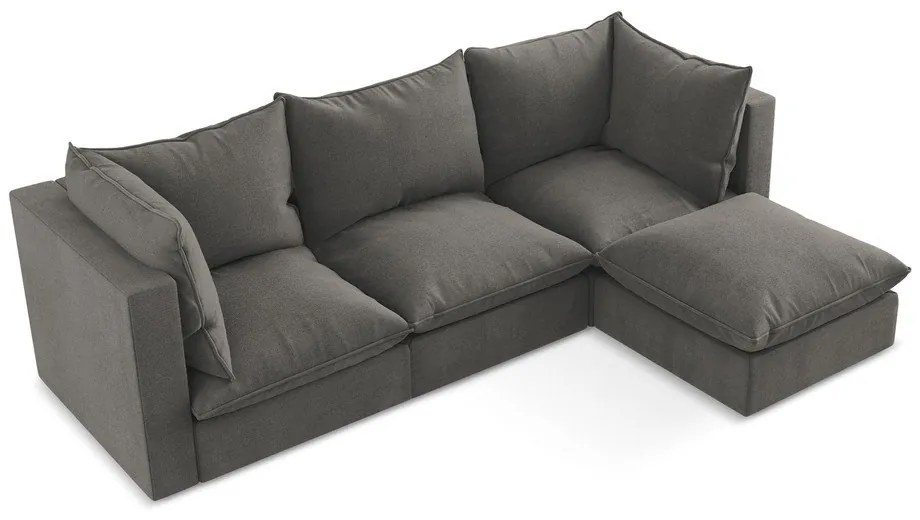 Divano angolare grigio scuro (con penisola a destra/con chaise lounge) Manao – Makamii