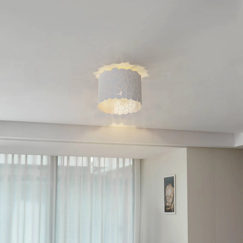Lindby Aralena plafoniera, bianco, metallo, Ø 26 cm