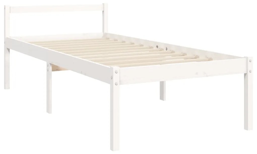 Letto per Anziani Bianco Testiera Small Single Legno Massello