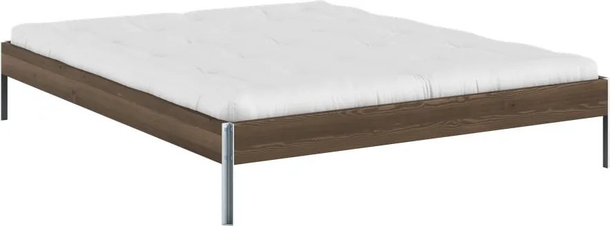 Letto matrimoniale marrone in pino massiccio con rete inclusa 160x200 cm Core – Karup Design