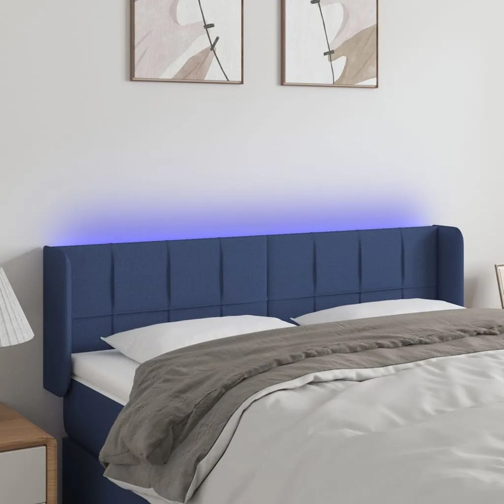 Testiera A Led Blu 147x16x78/88 Cm İn Tessuto /