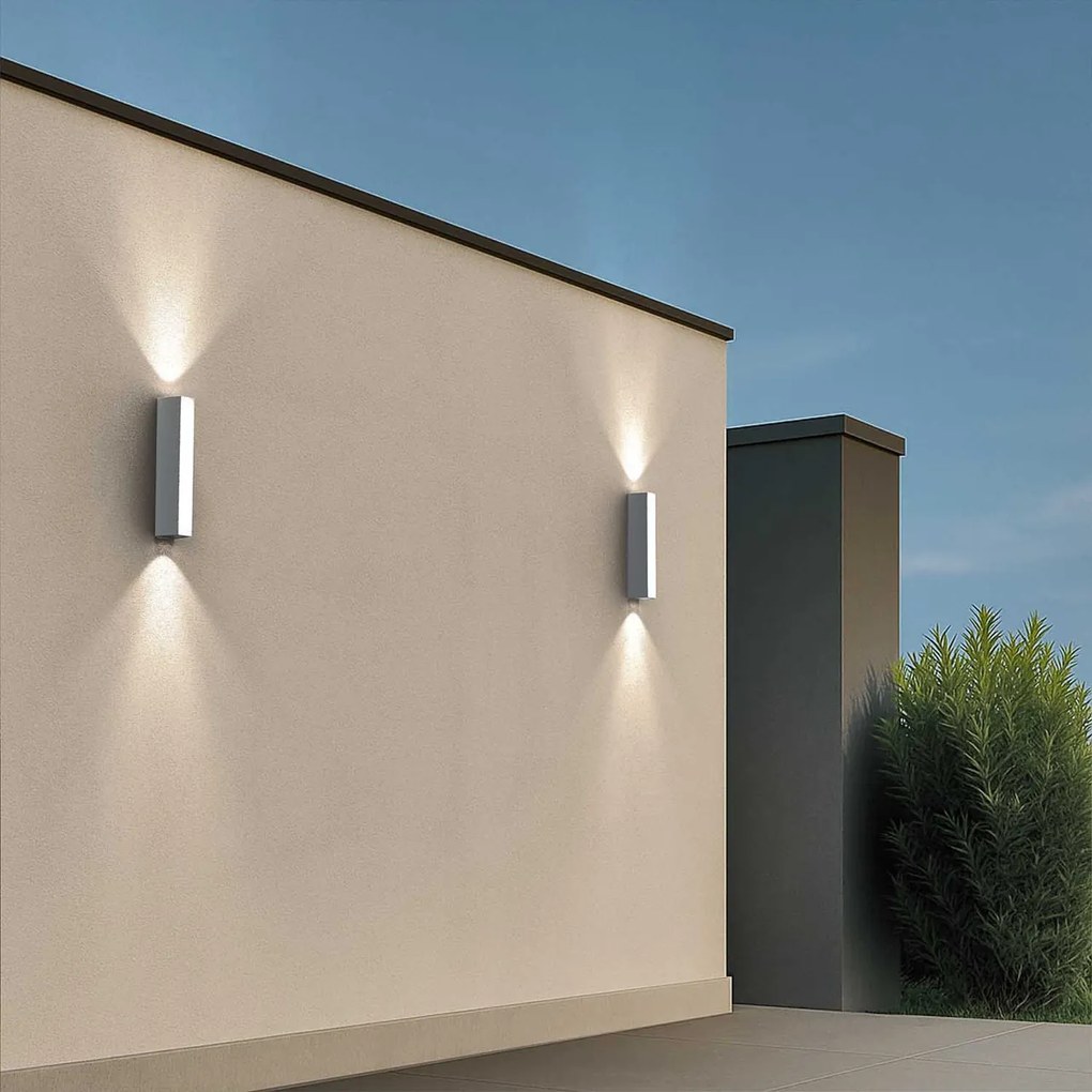 Applique Bidirezionale Grigia 12W CCT IP65 da esterno - Serie FILO Colore Bianco Variabile CCT