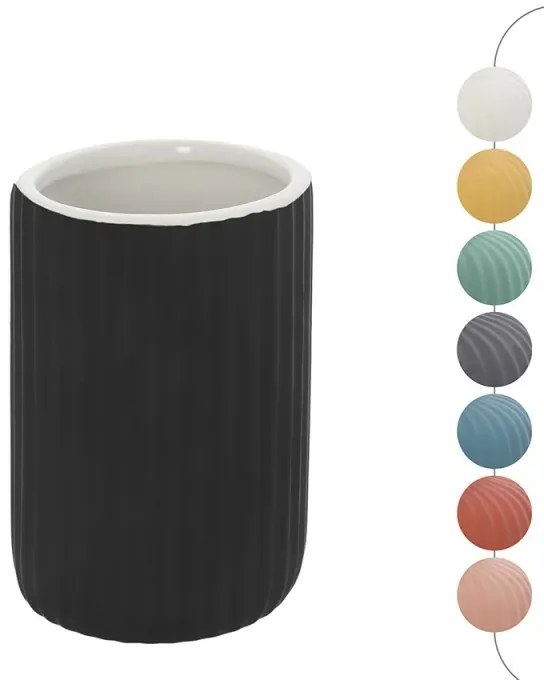 Portaspazzolini bagno da appoggio nero in ceramica soft touch Spring