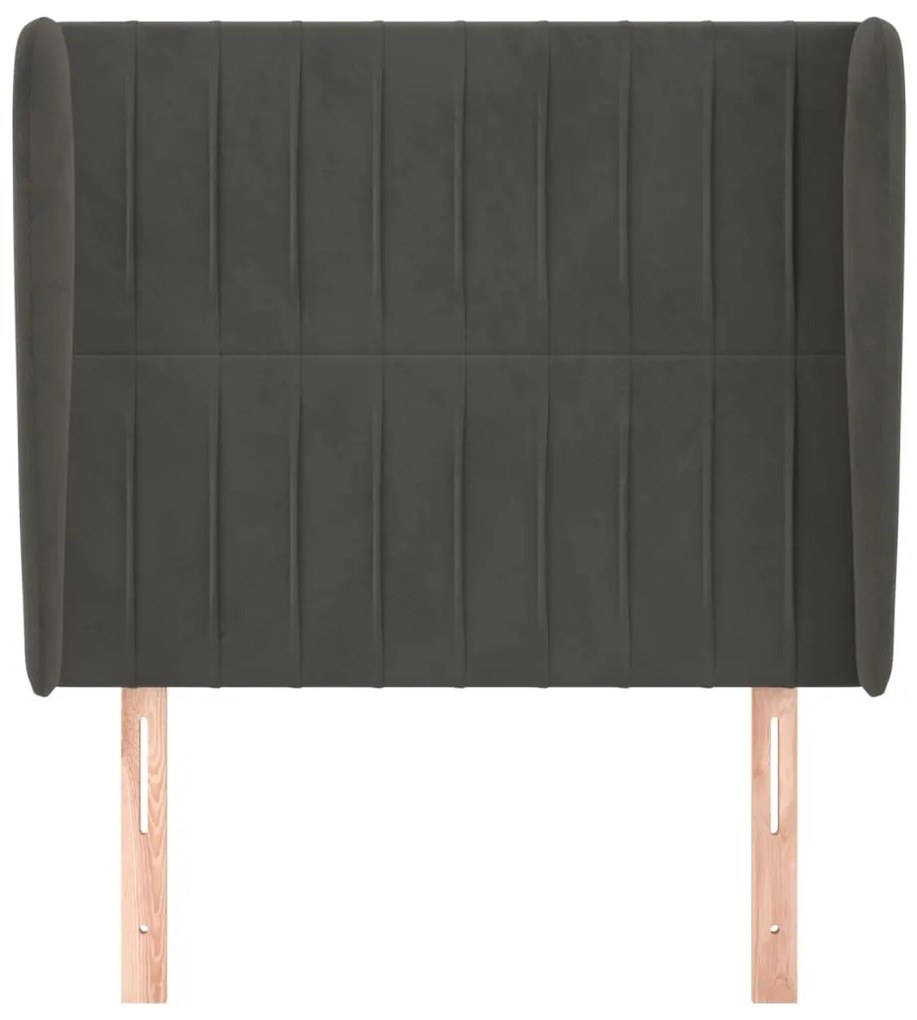 Testiera ad orecchio grigio scuro 93x23x118/128 cm in velluto