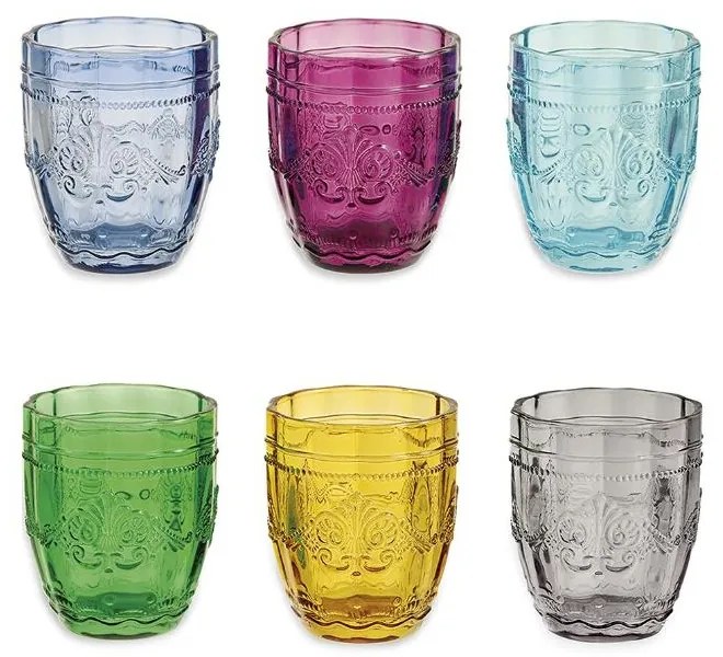 Set 6 bicchieri Acqua 325 ml - Vetro Colori Misti - Decoro