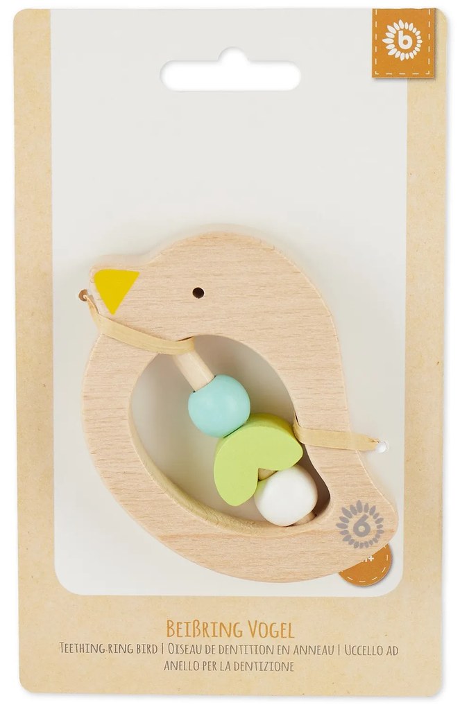 Bieco - Anello per la dentizione - uccellino con perline verde blu