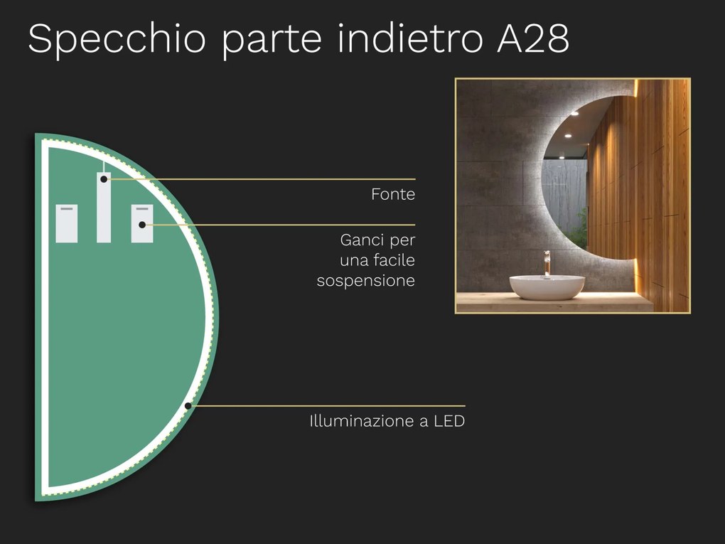 Specchio atipico con illuminazione a LED A28 50x10