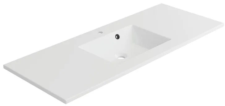 Lavabo integrale a incasso bacino su entrambi i lati rettangolare Neo L 121 x H 11.2 x P 48.5 cm in resina bianco