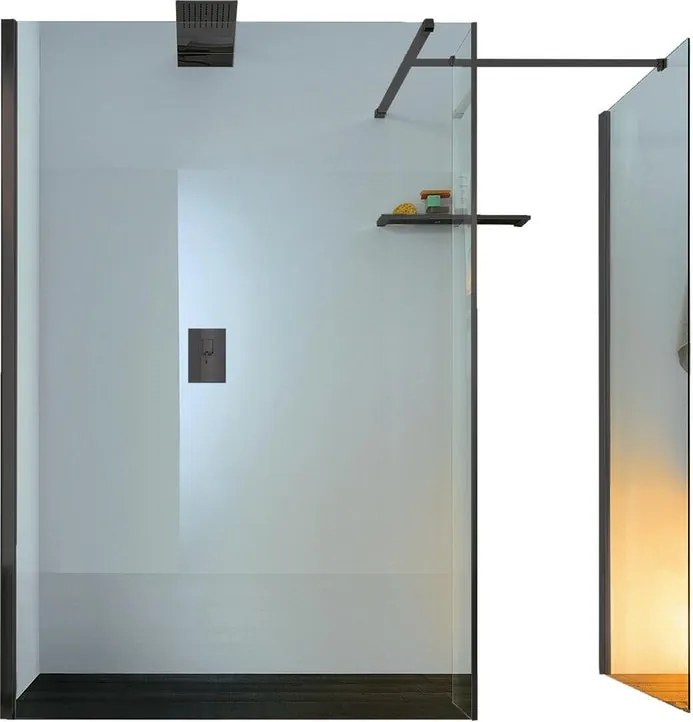 Box doccia walk-in Wens, vetro 6 mm, H 200 cm, profilo nero