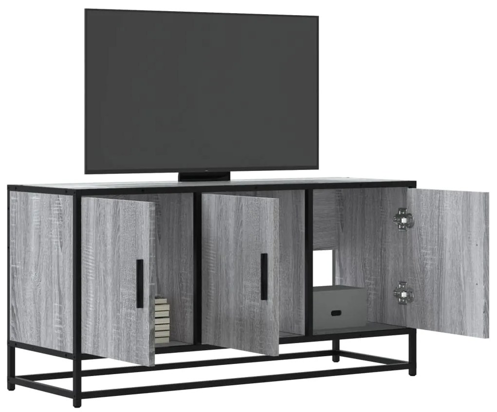 Mobile Tv Grigio Sonoma 100x35x50 Cm Legno Multistrato Metallo /