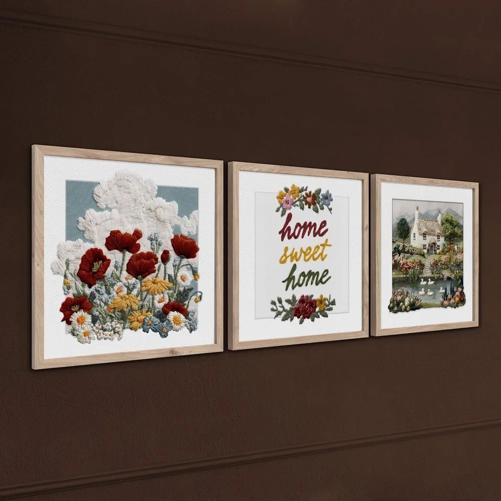 Set di dipinti 3 pz 30x30 cm Sweet Home – Styler