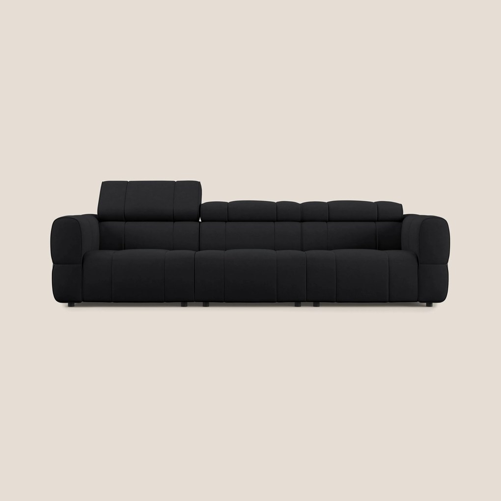 Giotto Divano modulare a 3 sedute con opzione relax elettrico in microfibra effetto velluto impermeabile T09