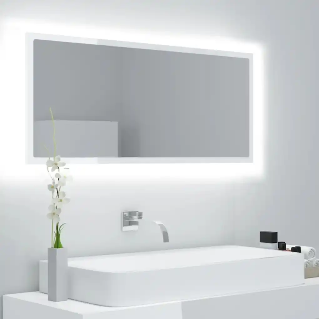 Specchio bagno 50x60 cm reversibile con luce LED in vetro satinato