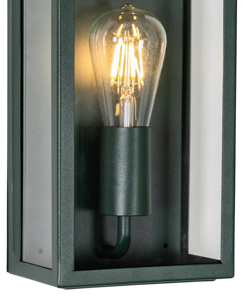 Lampada da parete industriale per esterni verde scuro con vetro IP44 - Rotterdam