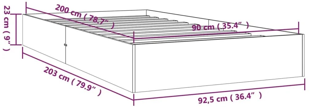 Giroletto Nero in Legno Massello 90x200 cm