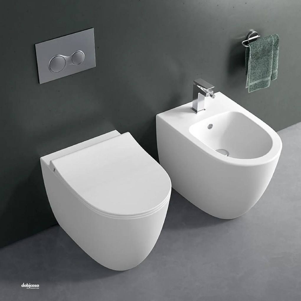 Vitra "Sento" Coppia Di Sanitari Da Terra Filo Muro S/Brida Bianco Opaco