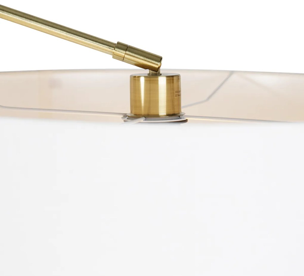 Lampada da terra moderna oro con paralume bianco 50 cm regolabile - Editor