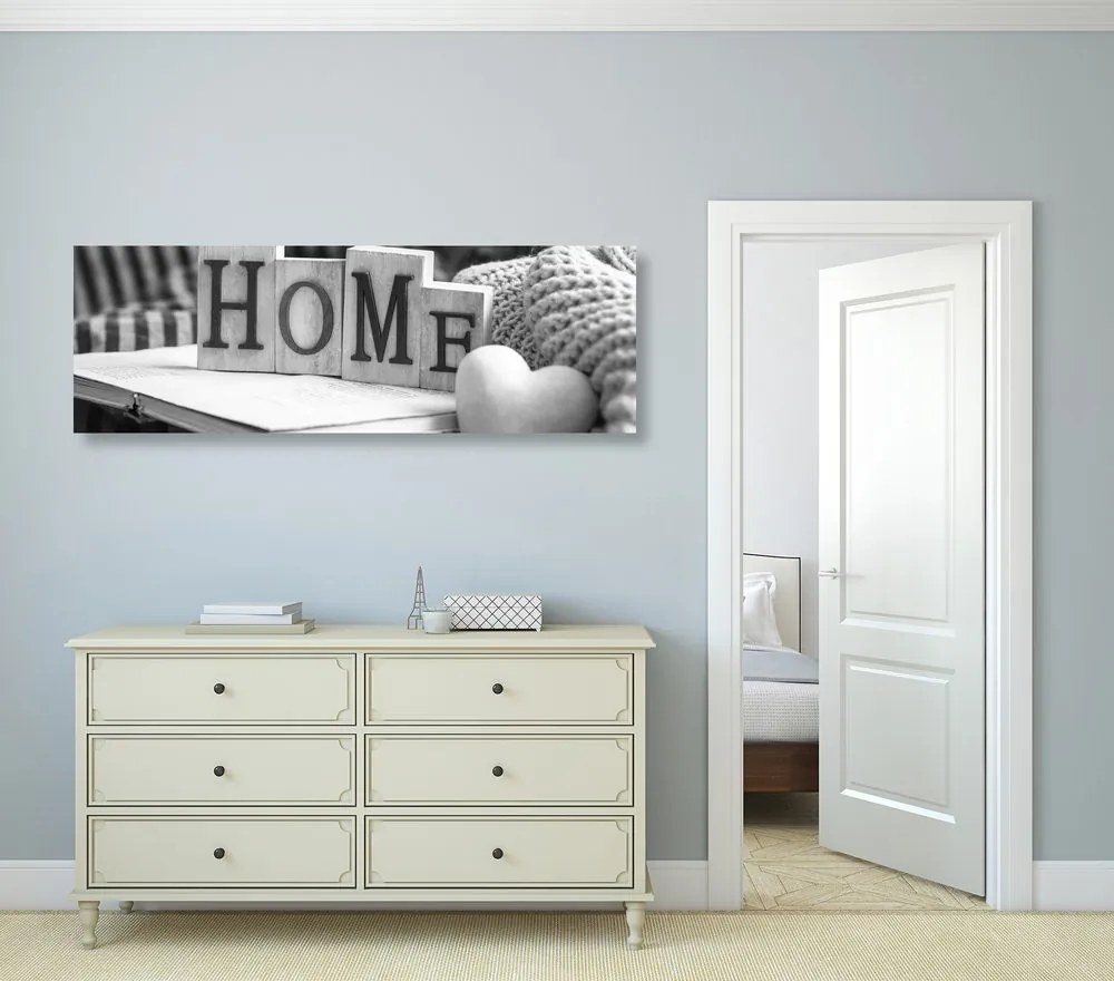 Quadro su tela – Con scritta Home e natura morta in bianco e nero