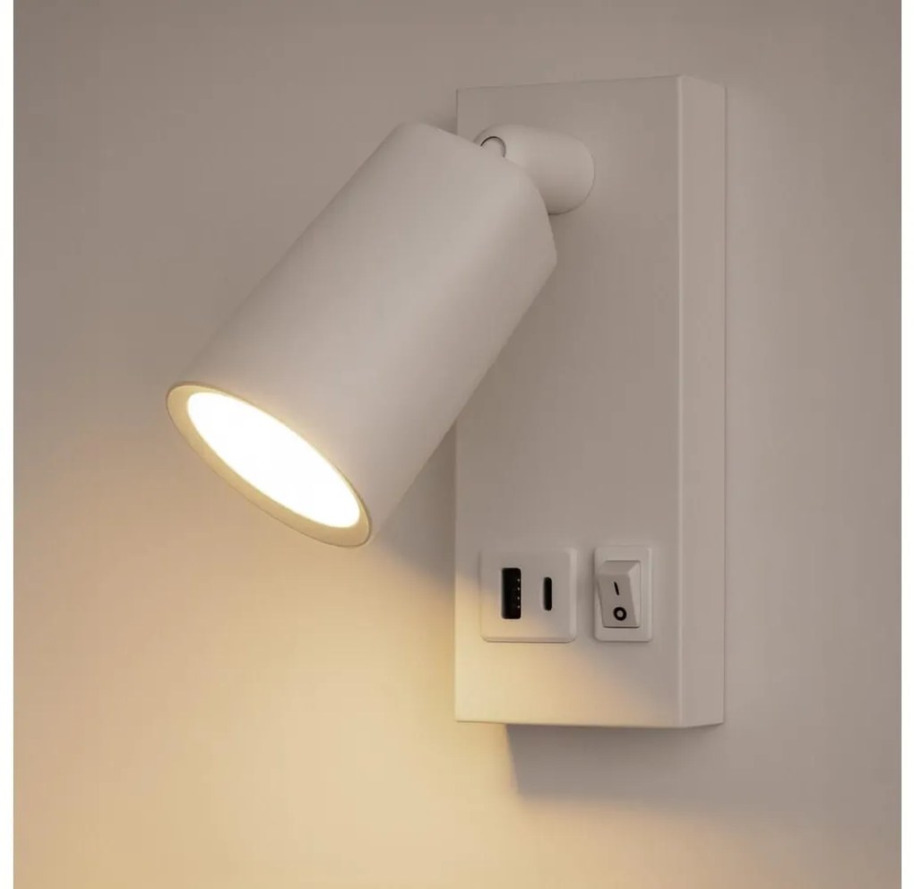 Luce Spot da parete a LED con USB CHARGE LED/5W/230V bianco