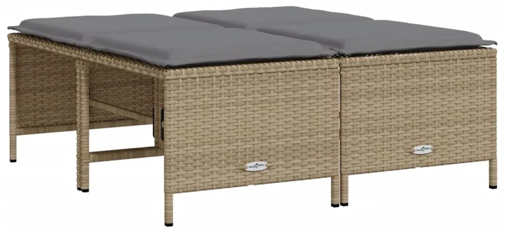 Set divano da giardino 5 pz con cuscini beige in polyrattan