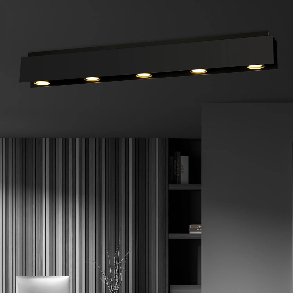 Plafoniera Moderna 5 Luci Cassiopea In Acciaio Nero