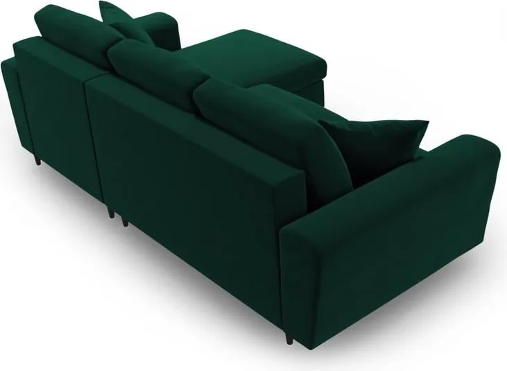 Divano angolare verde allungabile e con contenitore con rivestimento in velluto Kyoto – Cosmopolitan Design