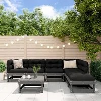 Set Divani da Giardino 7pz con Cuscini in Legno Massello Grigio 3185957