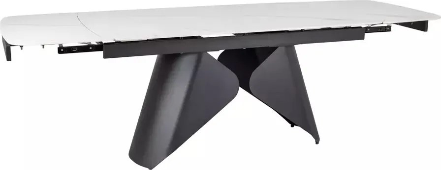 Tavolo Armando estensibile in ceramica – bianco opaco / struttura nero opaco – 160/240x90x75 cm