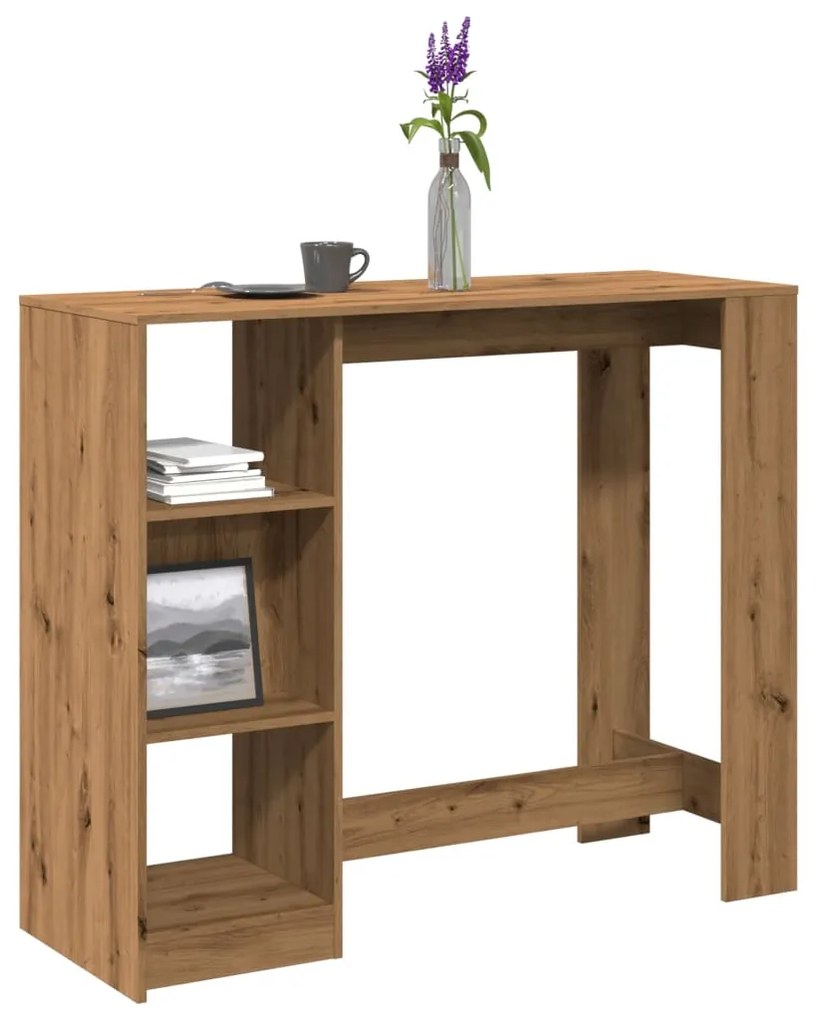 Tavolo Bar Con Ripiano Rovere 124x46x103,5 Cm Multistrato /