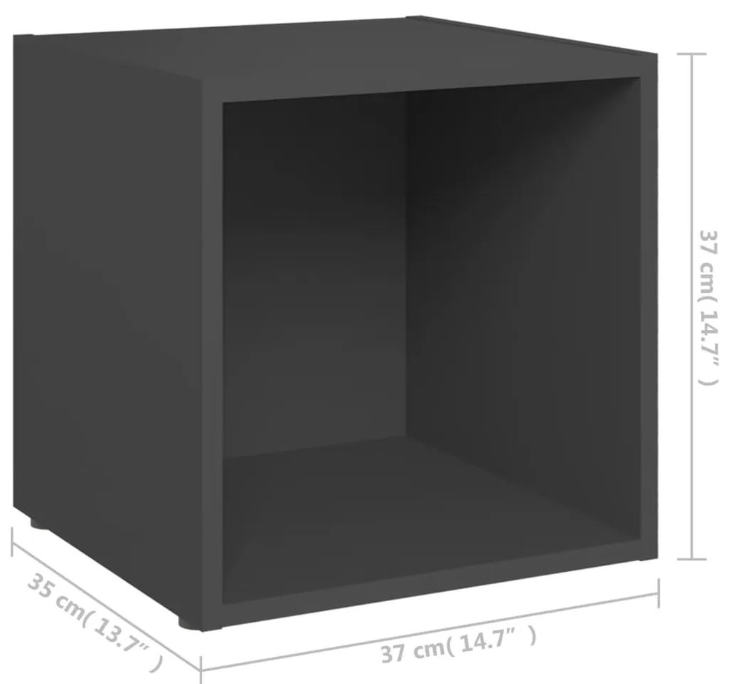 Mobili Porta TV 4 pz Grigi 37x35x37 cm in Legno Multistrato