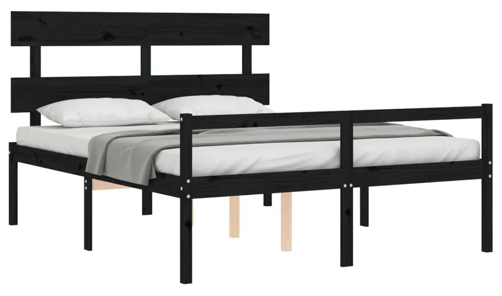 Letto per Anziani con Testiera Nero King Legno Massello