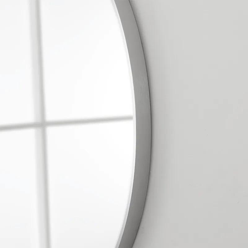 Specchio da bagno tondo 60 cm con cornice argento e staffe