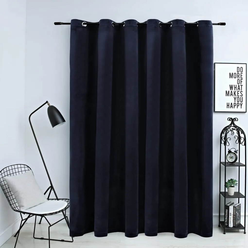 Tenda Oscurante Con Anelli İn Metallo Velluto Nera 290x245 Cm /