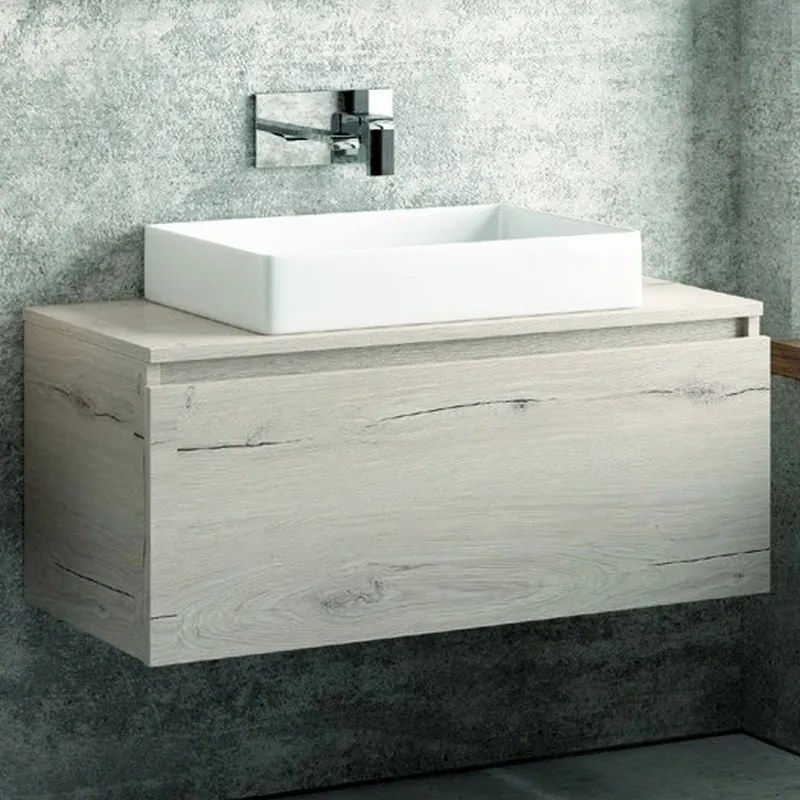 Composizione bagno sospesa 100cm mobile specchio e colonna - KAMALU