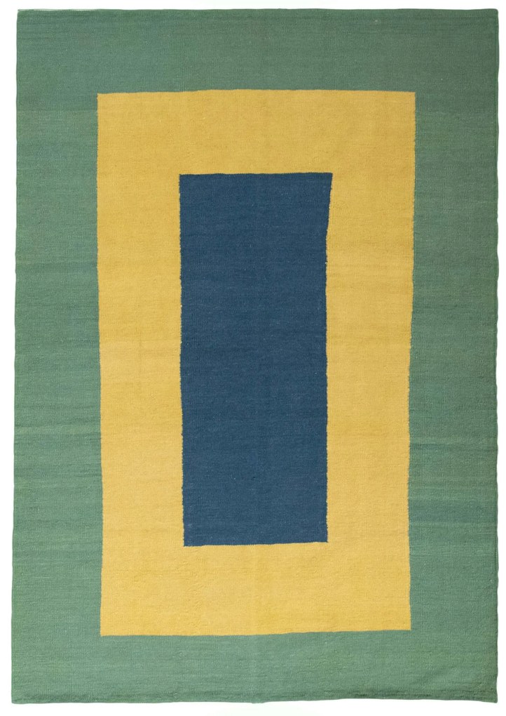 Kilim Tappeto 170x250 Verde (Iran) Tessuto A Mano