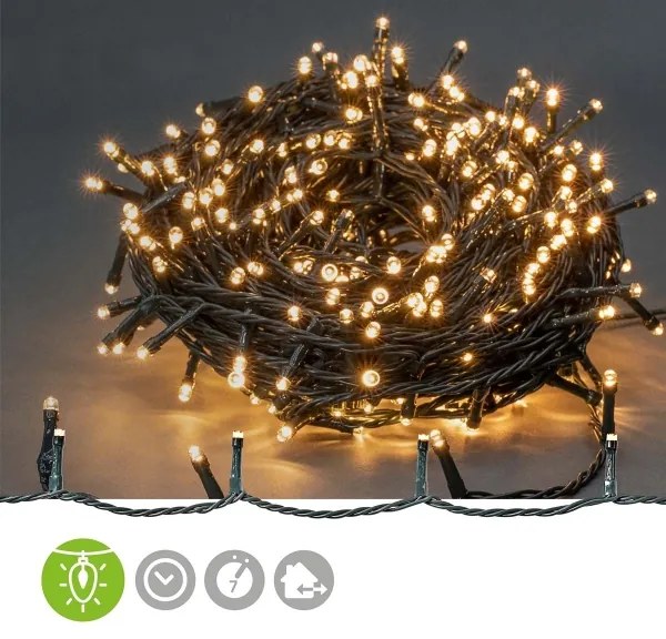 Nedis CLLS720 - Catena luminosa LED da esterno 720 LED/7 funzioni 57 m IP44 bianco caldo
