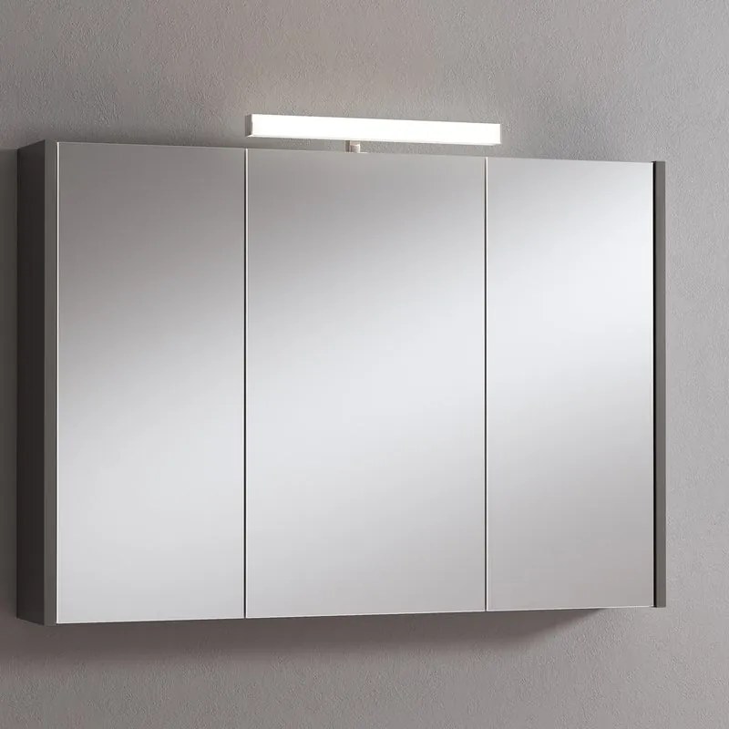 Pensile con luce Akira laccato lucido grigio L 100 x H 70 x P 15.5 cm