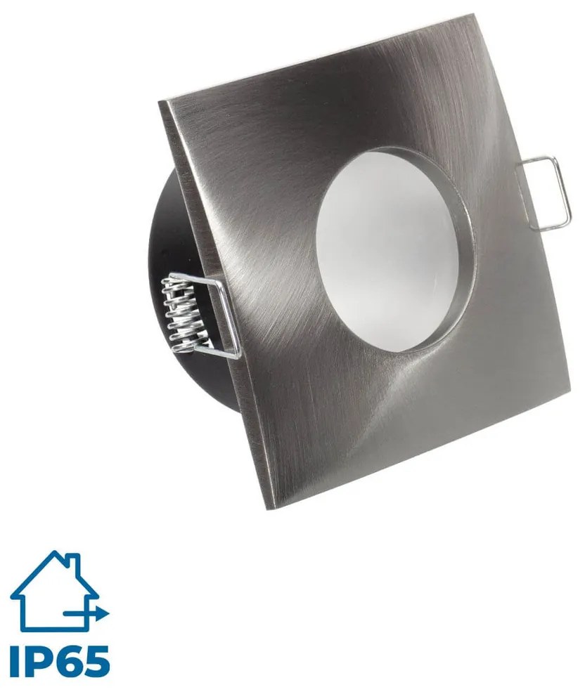Portafaretto IP65 Quadrato da Incasso per GU10 Foro Ø70mm Acciaio Inox