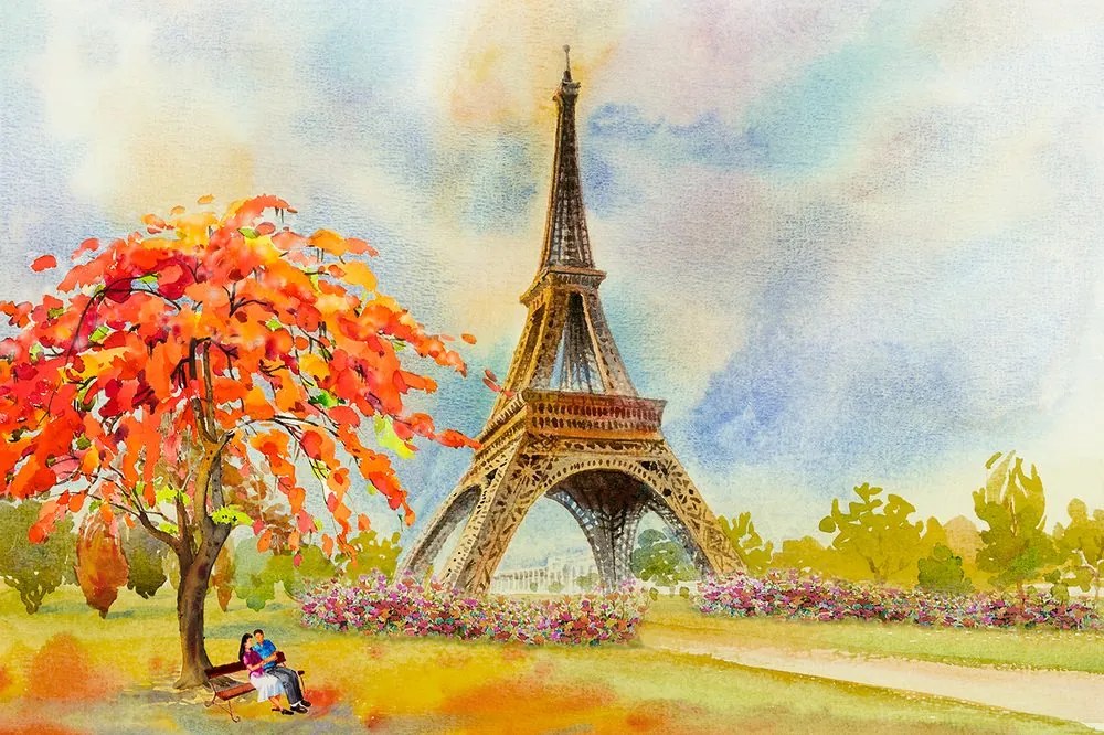Carta da parati – Torre Eiffel in colori pastello