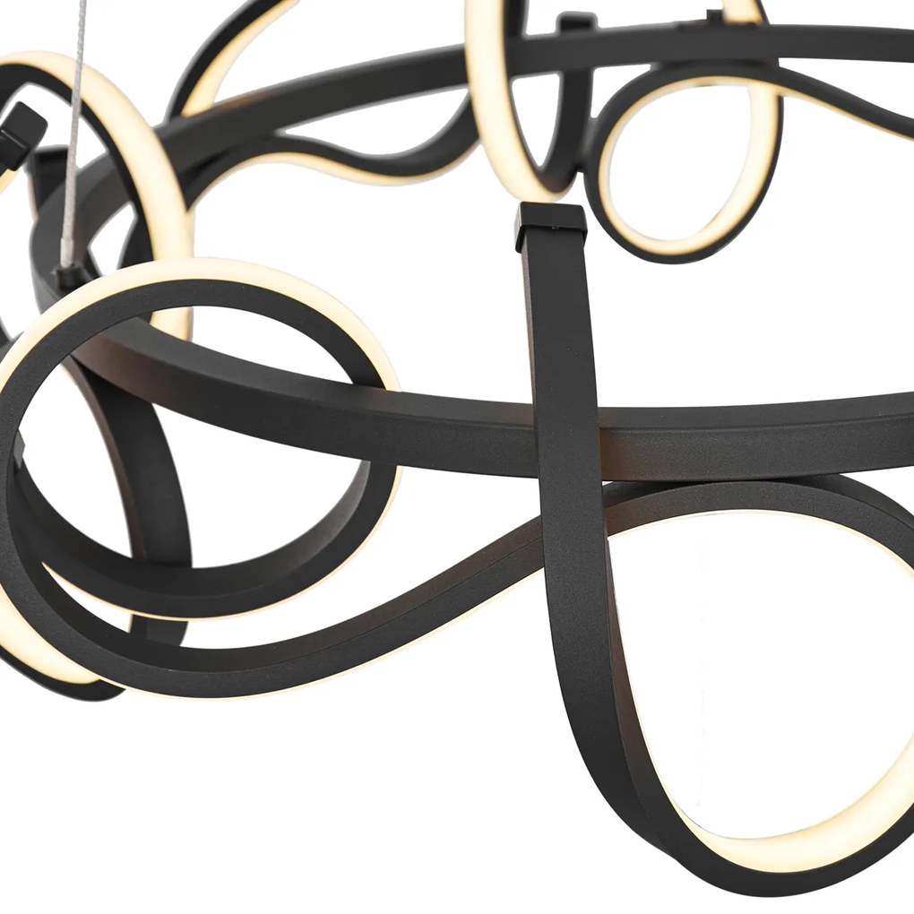 Lampada a sospensione di design nera rotonda dimmerabile a 3 livelli - Krisscross