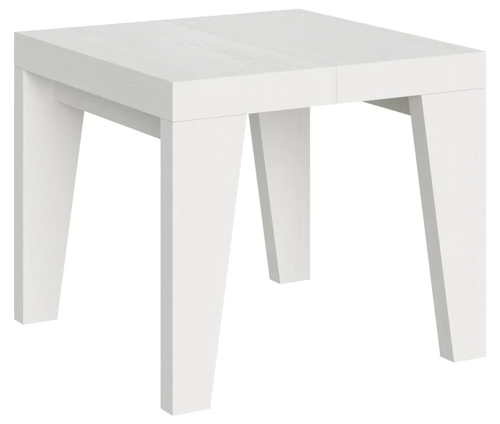 Tavolo allungabile Naxy made in italy itamoby in diverse dimensioni e finiture, Bianco Frassino / 90x90/246 cm