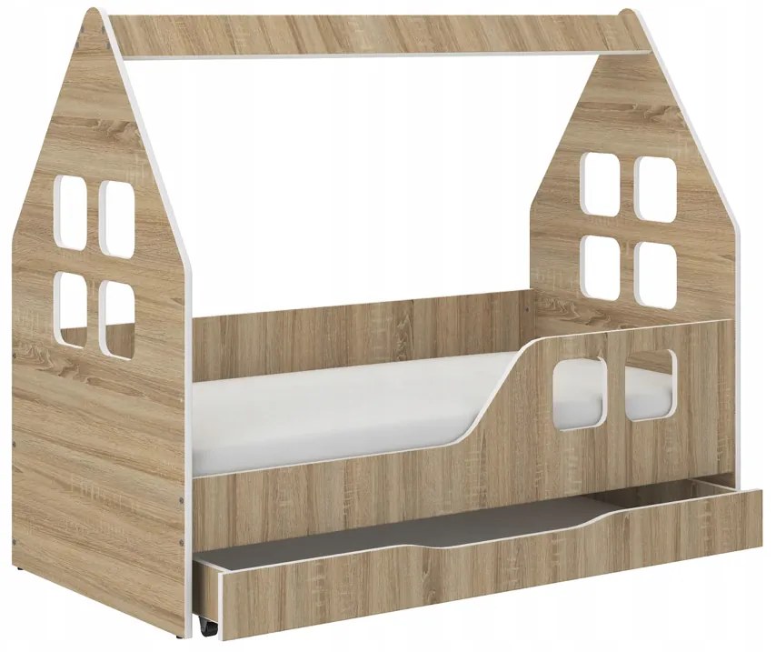 Letto per bambini con cassetto 140 x 70 cm in rovere sonoma destro