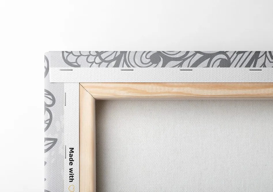 Stampa su tela – Ornamento etnico unico in bianco e nero