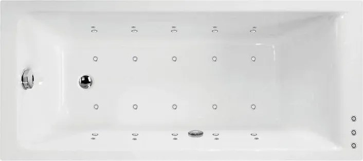 Vasca idromassaggio rettangolare bianco ,170, 75 cm, 16 bocchette,